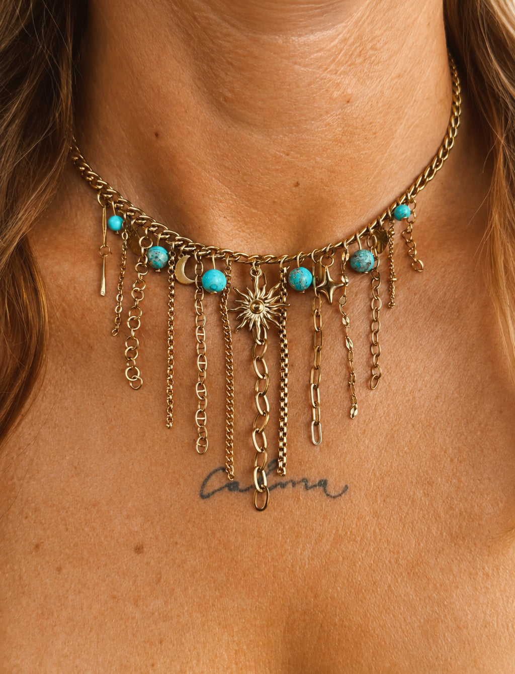 Collar Sol Turquesa.